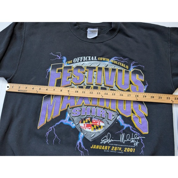 Vintage Festivus Maximus Sweatshirt Mens Large Edwin Mulitalo Baltimore Ravens - Picture 5 of 7